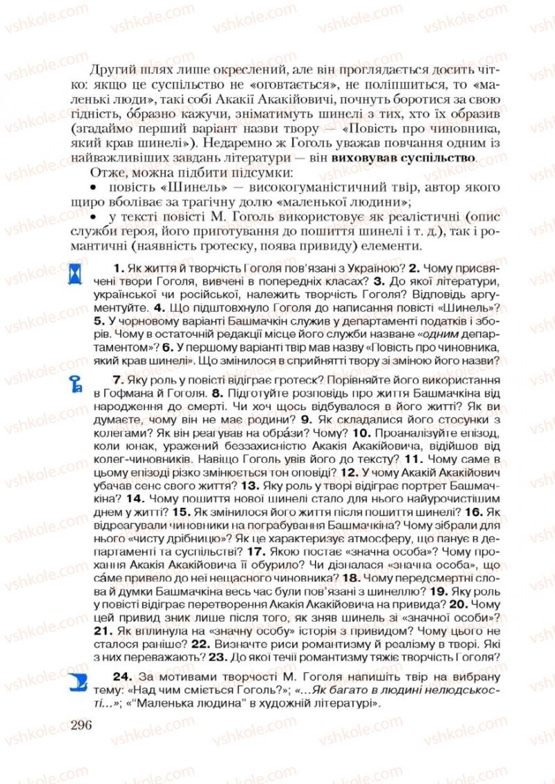 Страница 296 | Підручник Зарубіжна література 9 клас Ю.І. Ковбасенко 2009