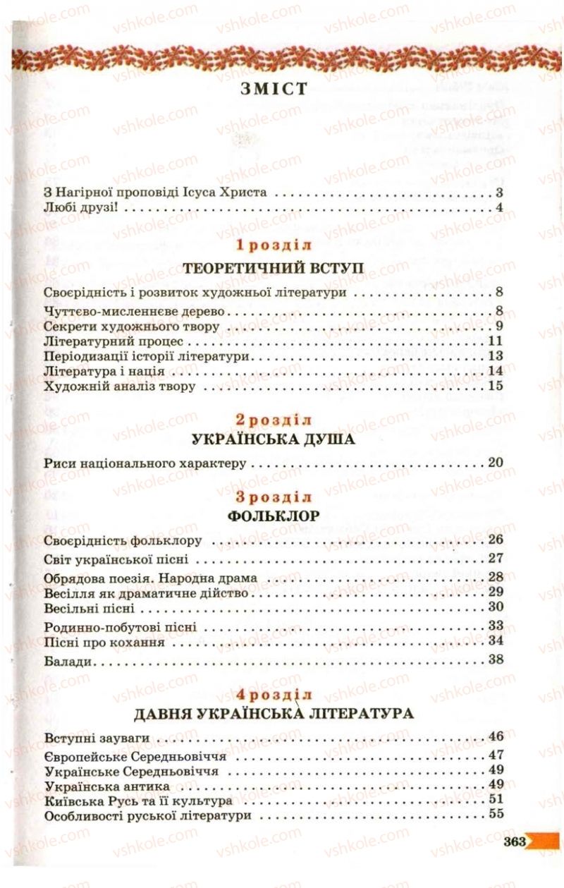 Страница 363 | Підручник Українська література 9 клас В.І. Пахаренко 2009