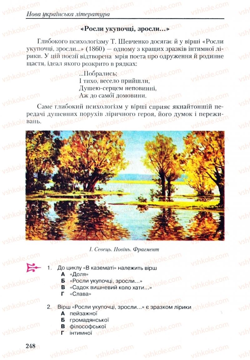 Страница 248 | Підручник Українська література 9 клас О.М. Авраменко, Г.К. Дмитренко 2009