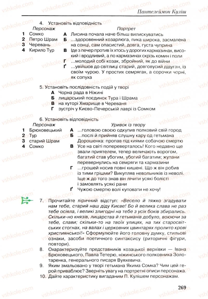 Страница 269 | Підручник Українська література 9 клас О.М. Авраменко, Г.К. Дмитренко 2009