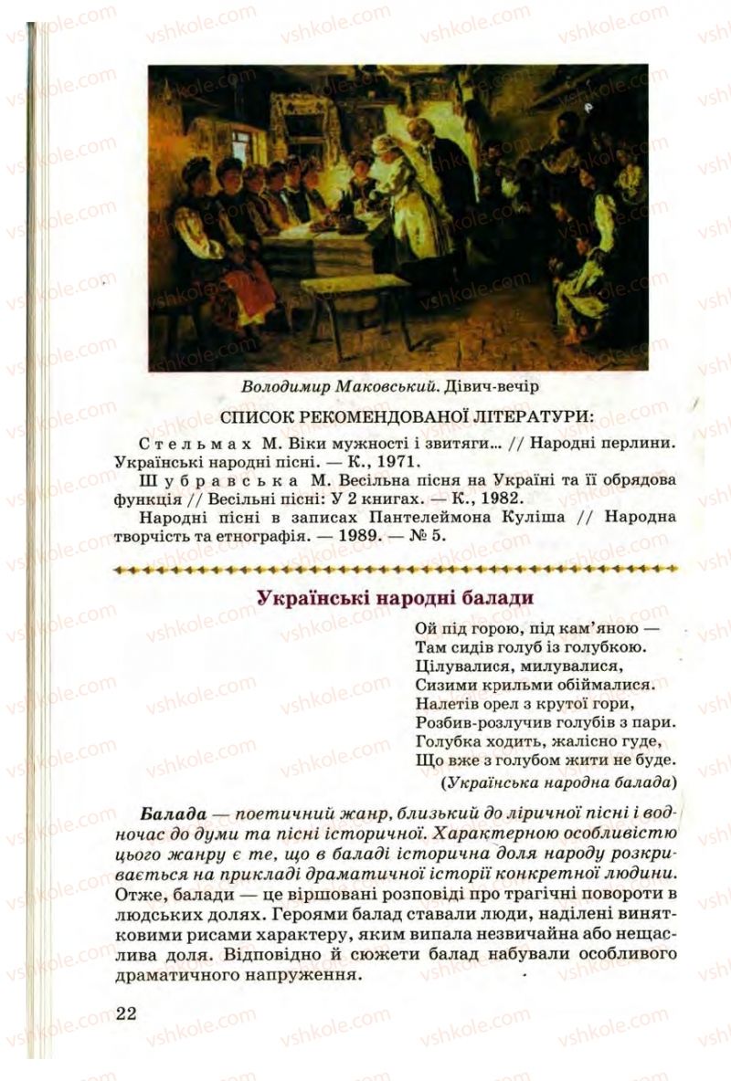 Страница 22 | Підручник Українська література 9 клас М.П. Ткачук 2009