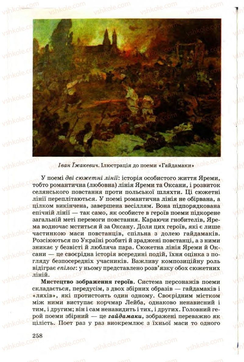 Страница 258 | Підручник Українська література 9 клас М.П. Ткачук 2009