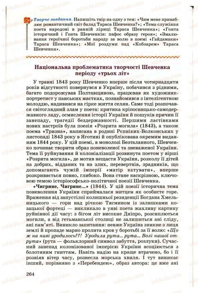 Страница 264 | Підручник Українська література 9 клас М.П. Ткачук 2009
