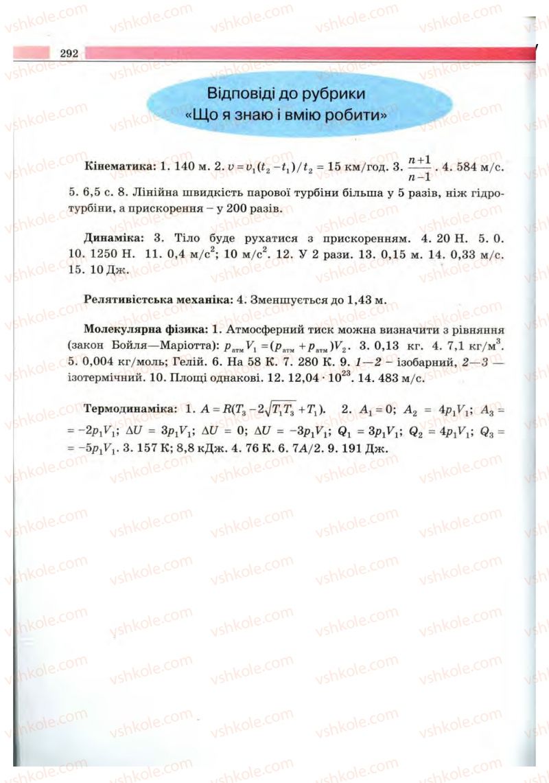 Страница 292 | Підручник Фізика 10 клас В.Д. Сиротюк, В.І. Баштовий 2010 Рівень стандарту