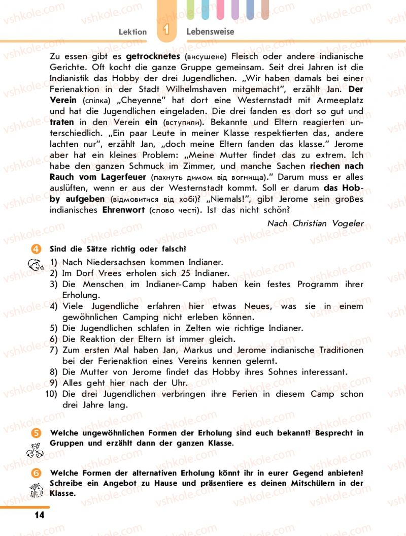 Страница 14 | Підручник Німецька мова 10 клас С.І. Сотникова 2011 Академічний рівень