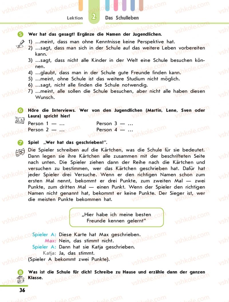 Страница 36 | Підручник Німецька мова 10 клас С.І. Сотникова 2011 Академічний рівень