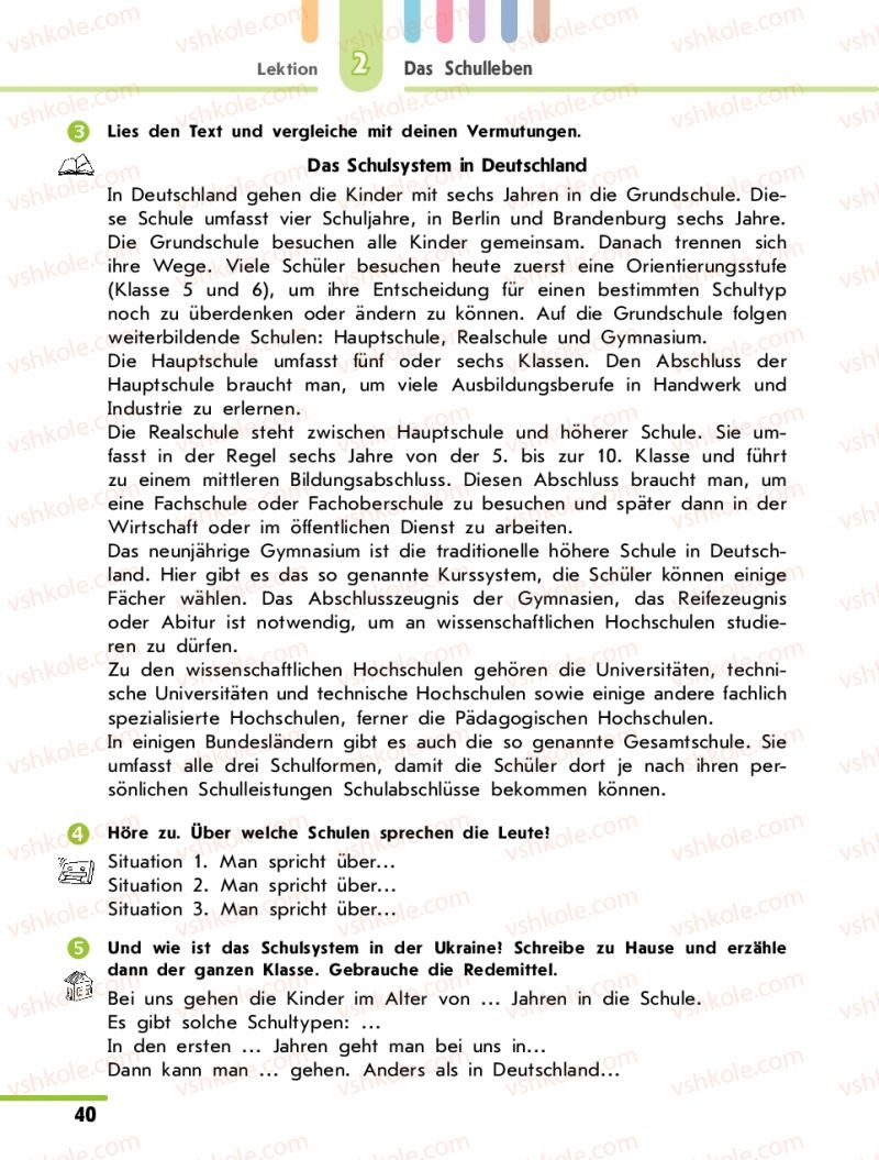 Страница 40 | Підручник Німецька мова 10 клас С.І. Сотникова 2011 Академічний рівень