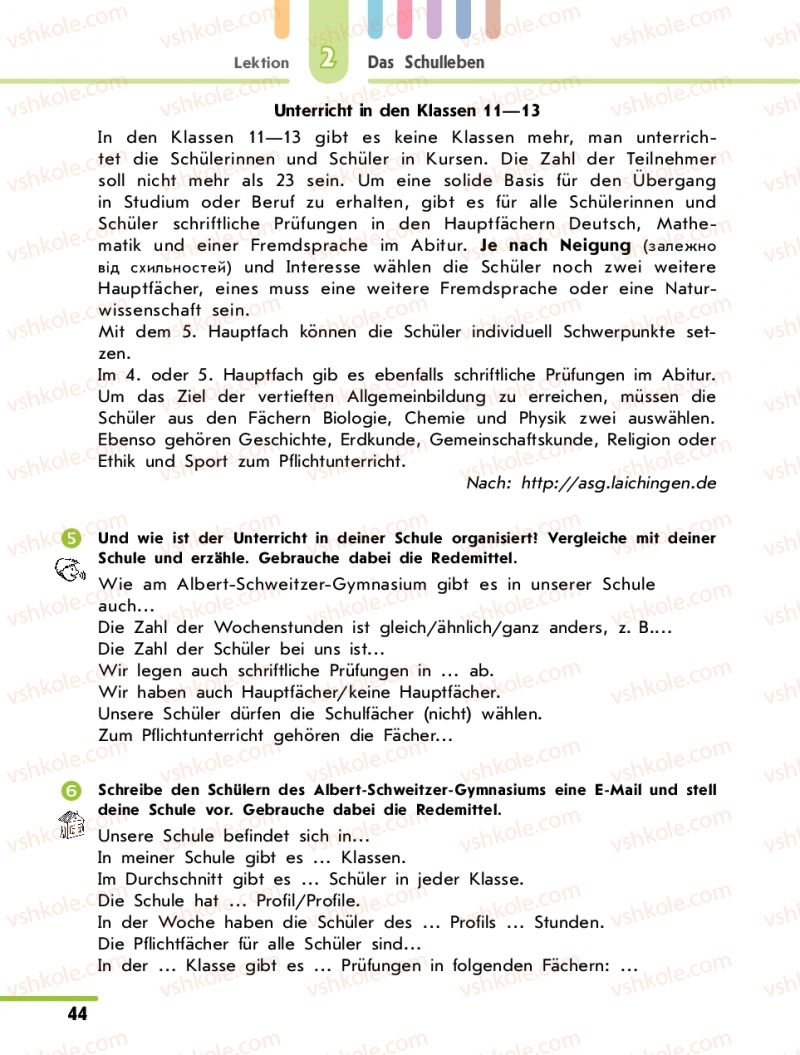 Страница 44 | Підручник Німецька мова 10 клас С.І. Сотникова 2011 Академічний рівень