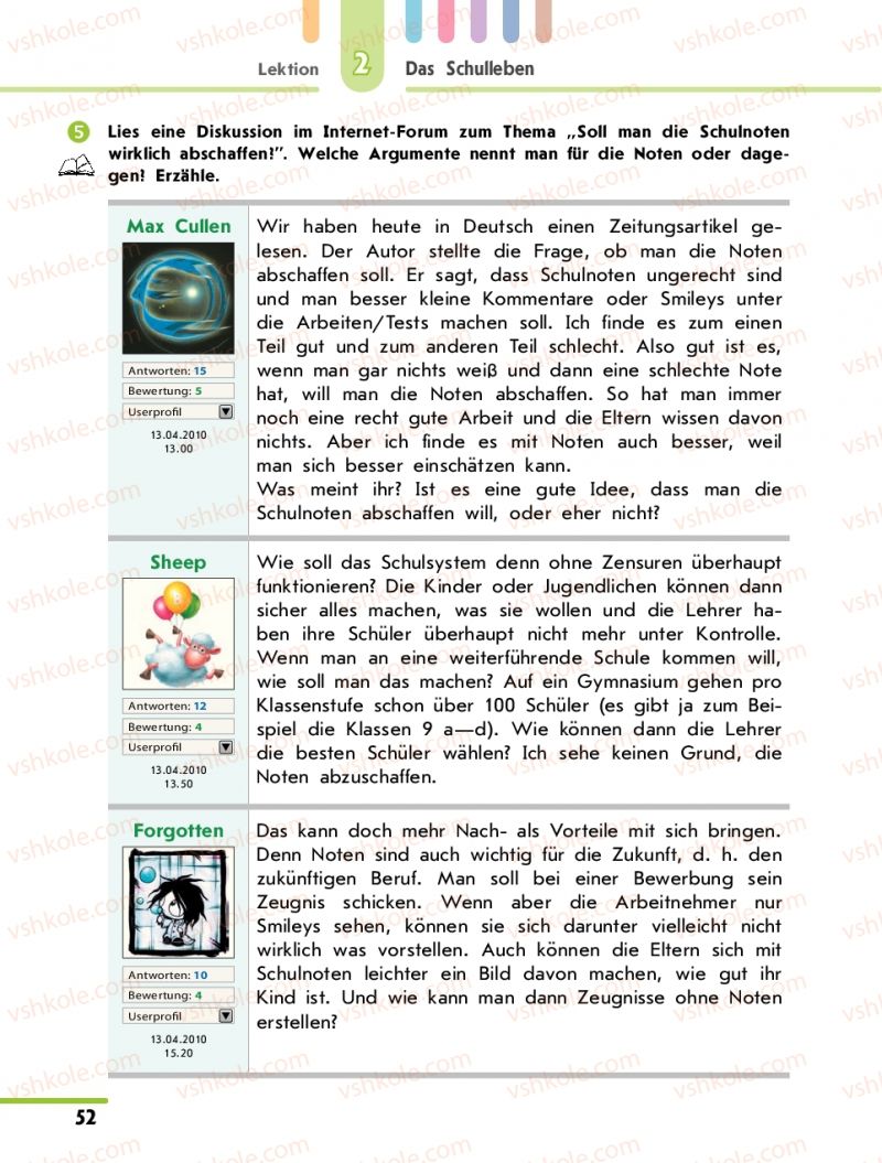 Страница 52 | Підручник Німецька мова 10 клас С.І. Сотникова 2011 Академічний рівень