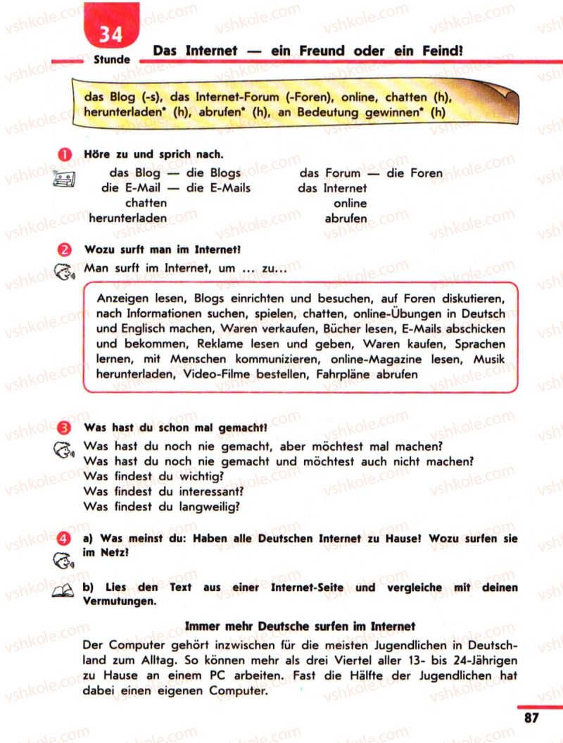 Страница 87 | Підручник Німецька мова 10 клас С.І. Сотникова 2011 Академічний рівень