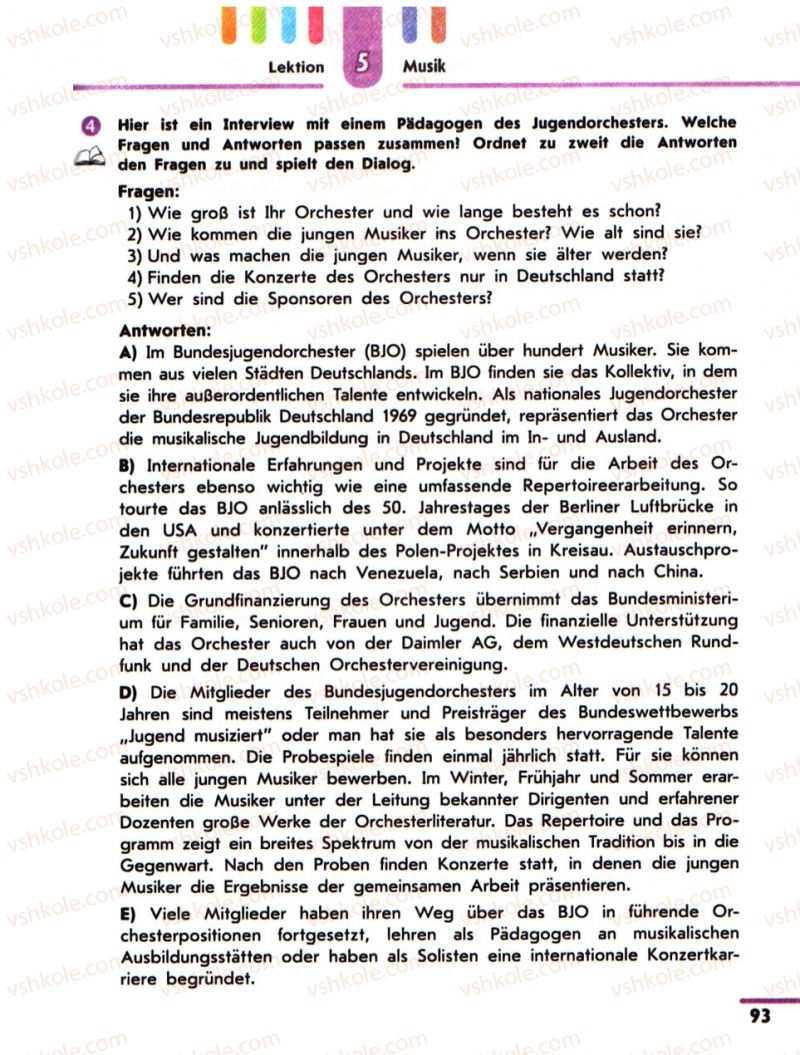 Страница 93 | Підручник Німецька мова 10 клас С.І. Сотникова 2011 Академічний рівень