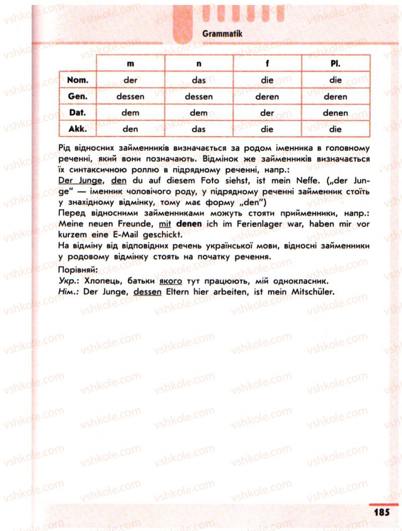 Страница 185 | Підручник Німецька мова 10 клас С.І. Сотникова 2011 Академічний рівень