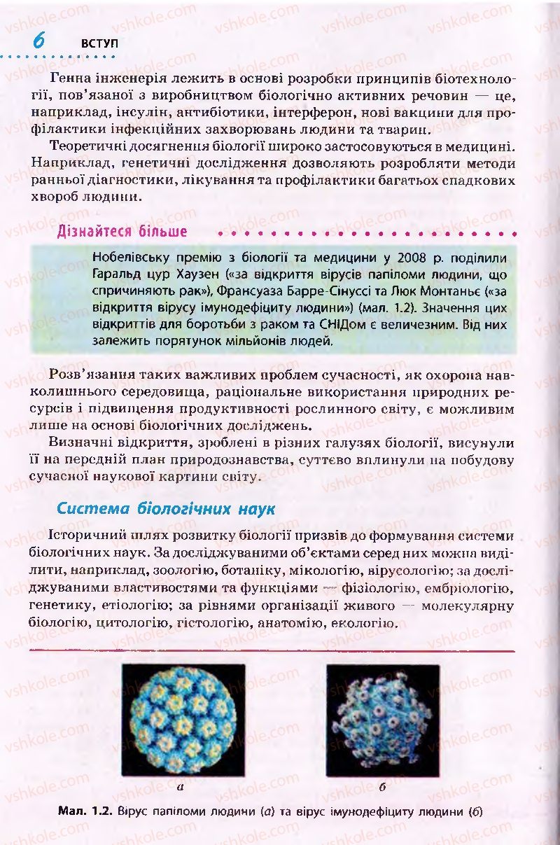 Страница 6 | Підручник Біологія 10 клас О.В. Тагліна 2010 Академічний рівень