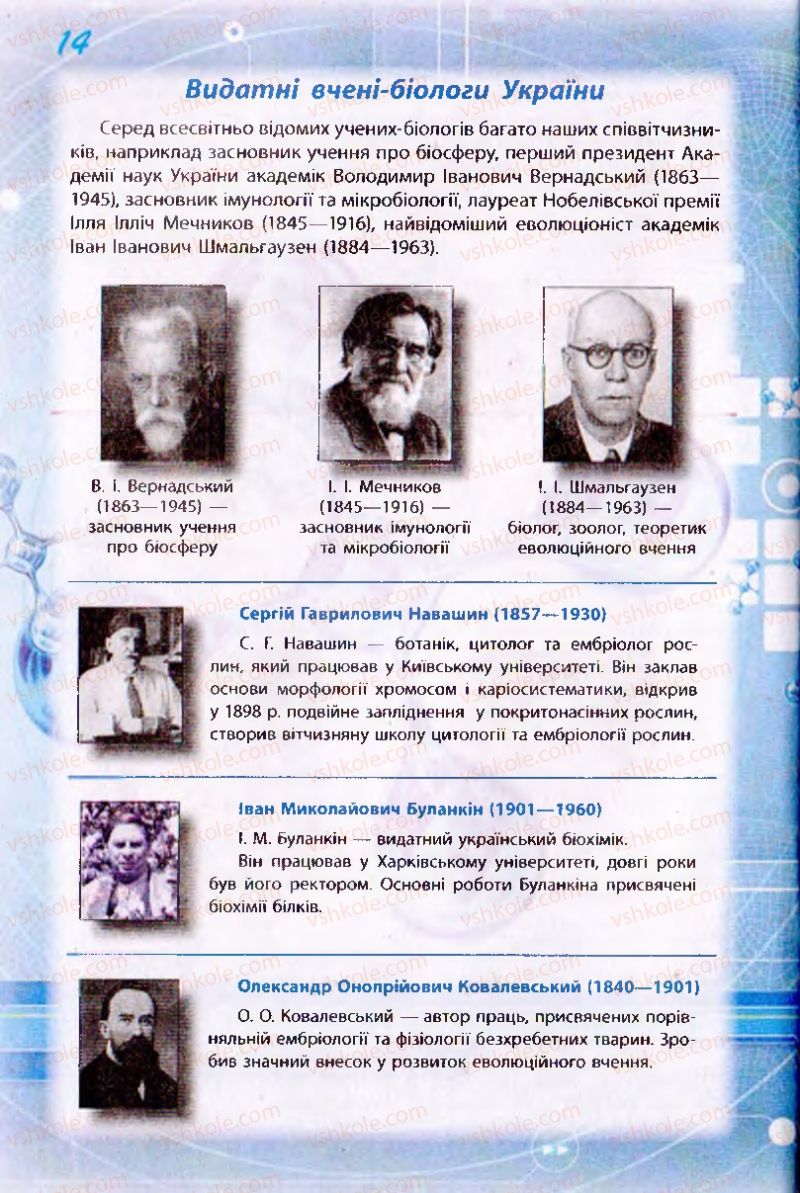 Страница 14 | Підручник Біологія 10 клас О.В. Тагліна 2010 Академічний рівень