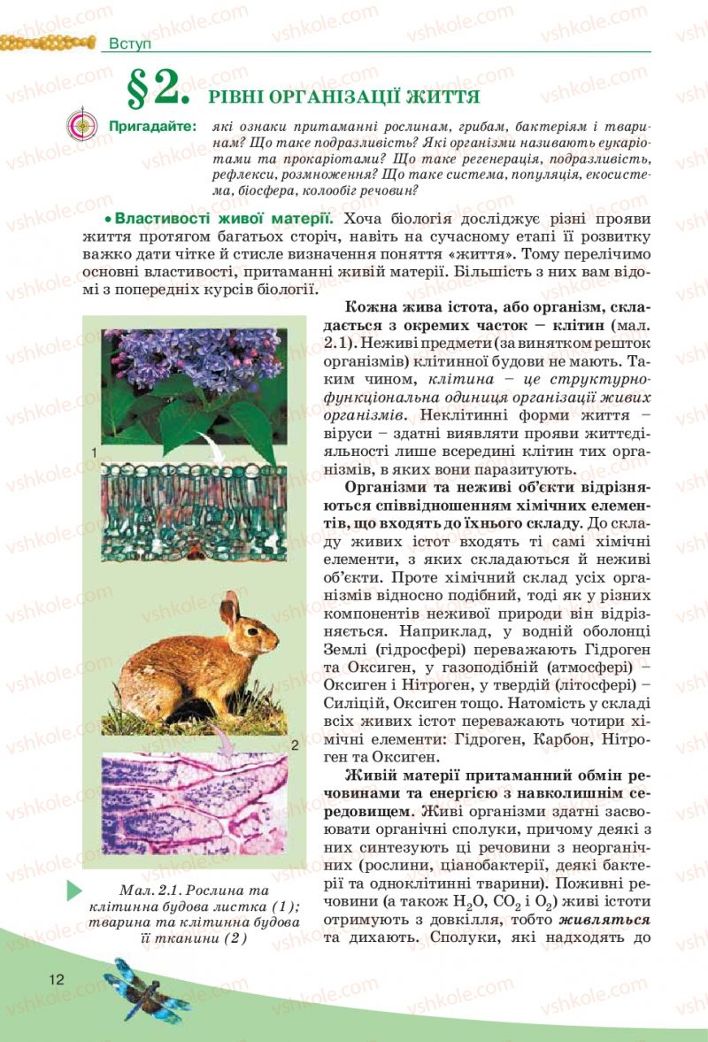 Страница 12 | Підручник Біологія 10 клас П.Г. Балан, Ю.Г. Вервес, В.П. Поліщук 2010 Академічний рівень
