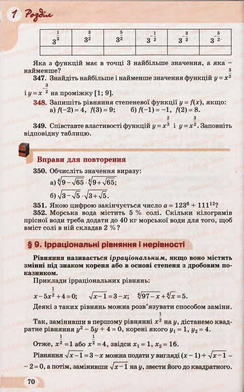 Страница 70 | Підручник Математика 10 клас Г.П. Бевз, В.Г. Бевз 2011 Рівень стандарту