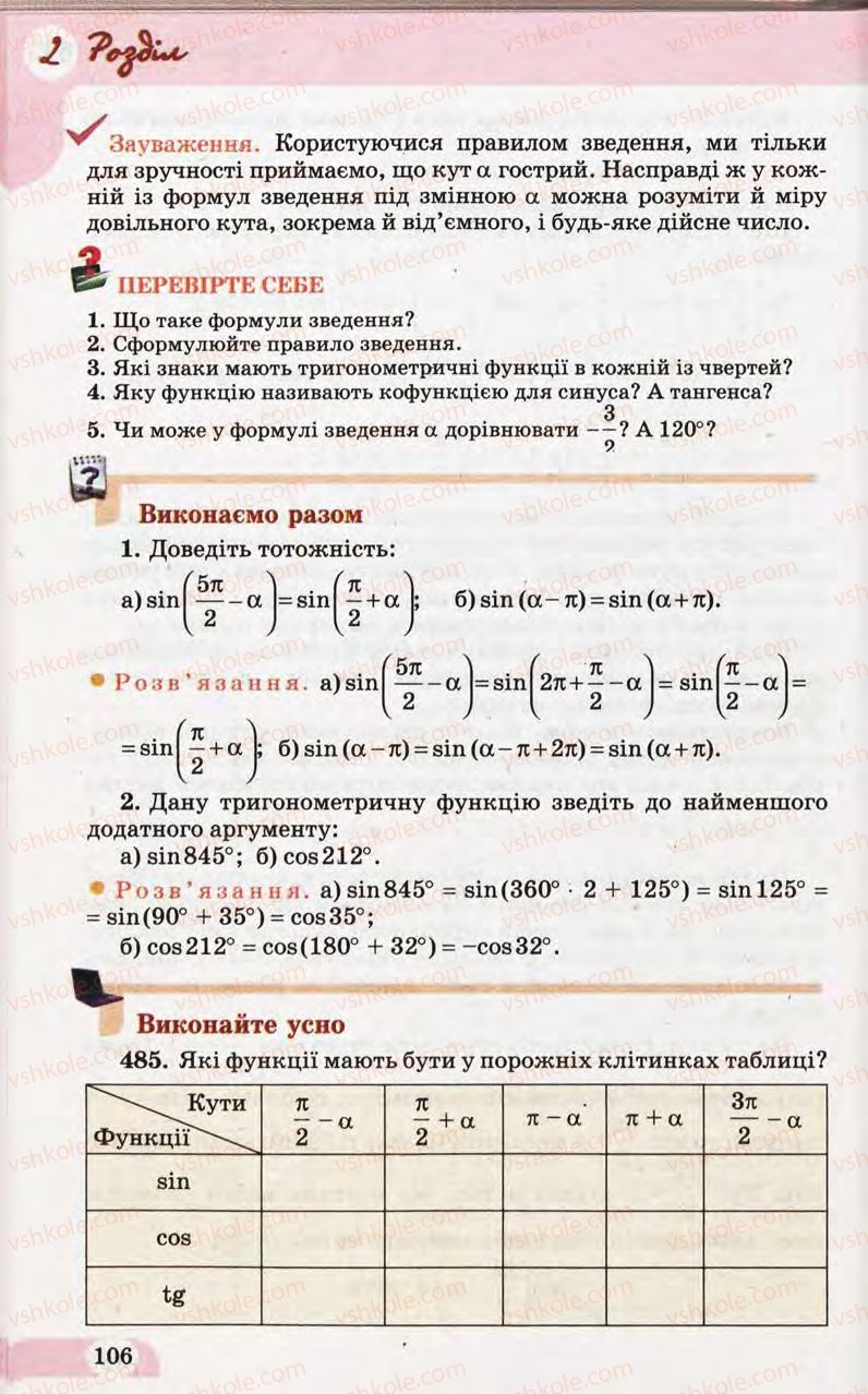 Страница 106 | Підручник Математика 10 клас Г.П. Бевз, В.Г. Бевз 2011 Рівень стандарту