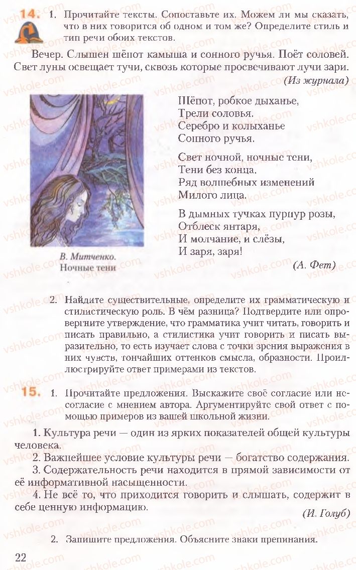 Страница 22 | Підручник Русский язык 10 клас А.Н. Рудяков, Т.Я. Фролова, Е.И. Быкова 2010
