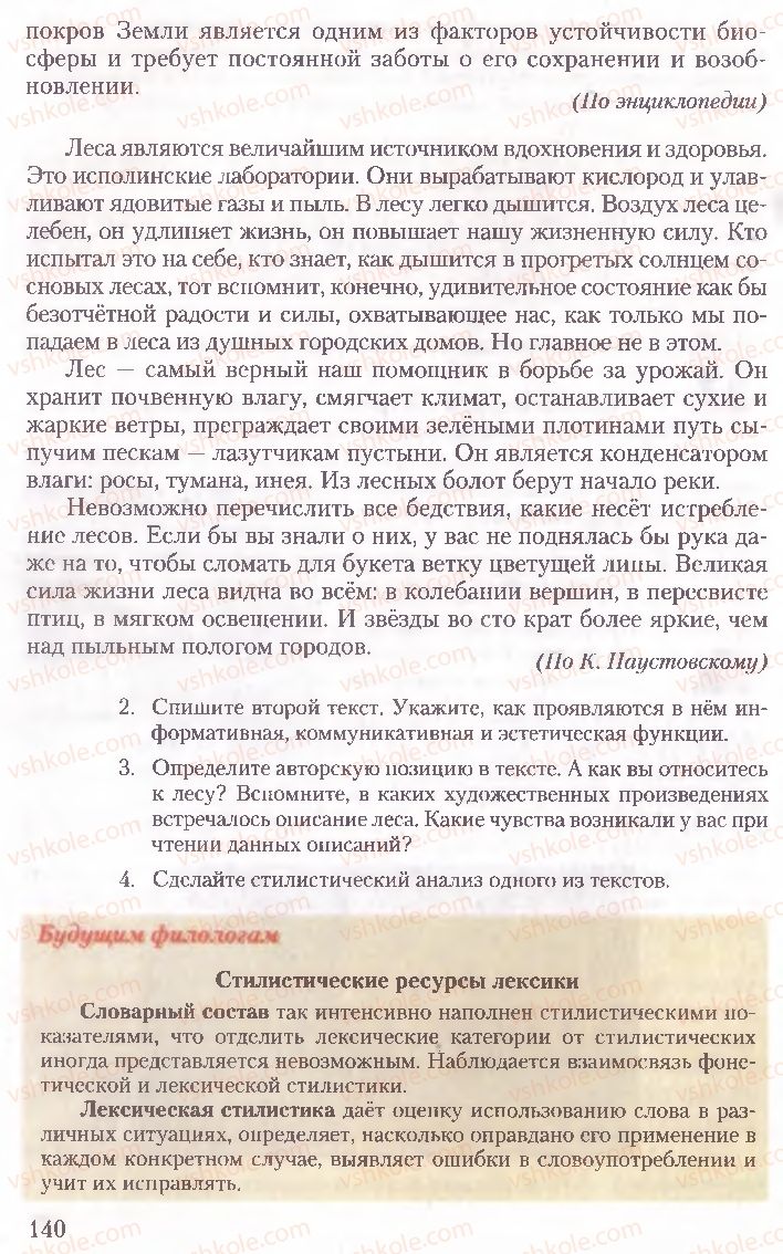 Страница 140 | Підручник Русский язык 10 клас А.Н. Рудяков, Т.Я. Фролова, Е.И. Быкова 2010