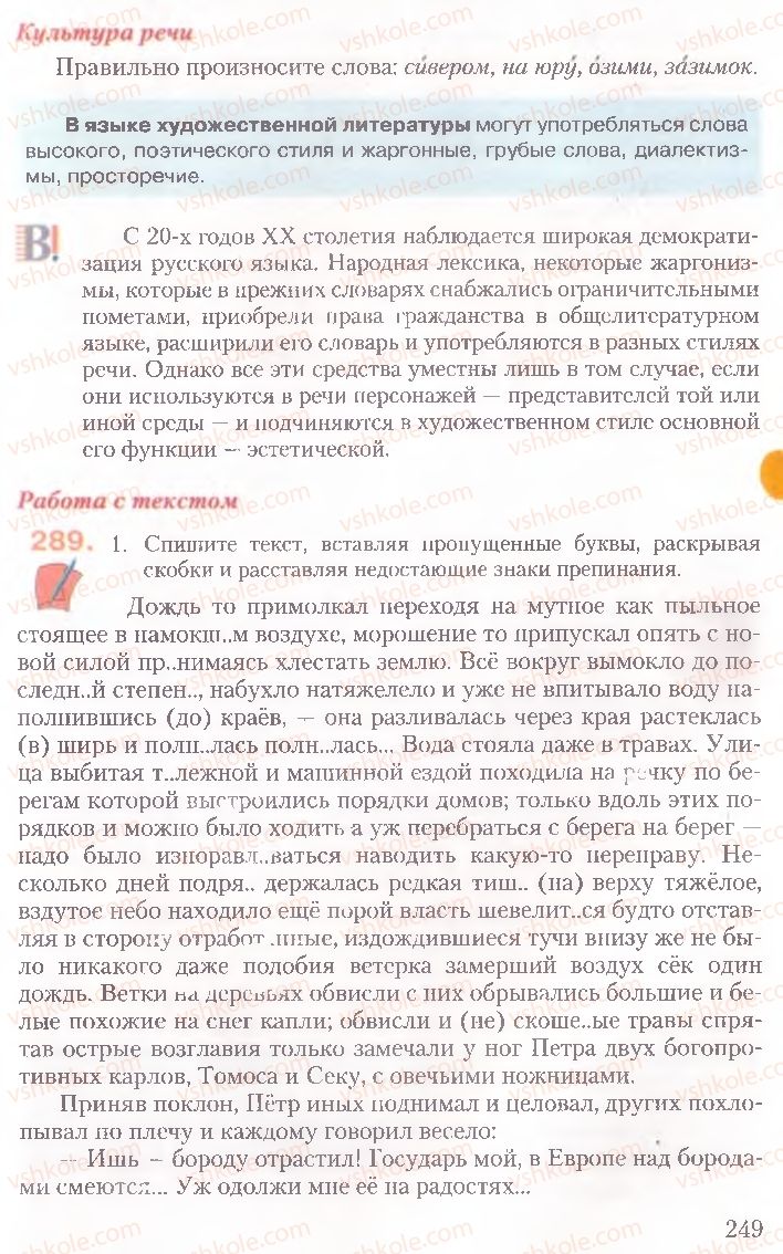 Страница 249 | Підручник Русский язык 10 клас А.Н. Рудяков, Т.Я. Фролова, Е.И. Быкова 2010