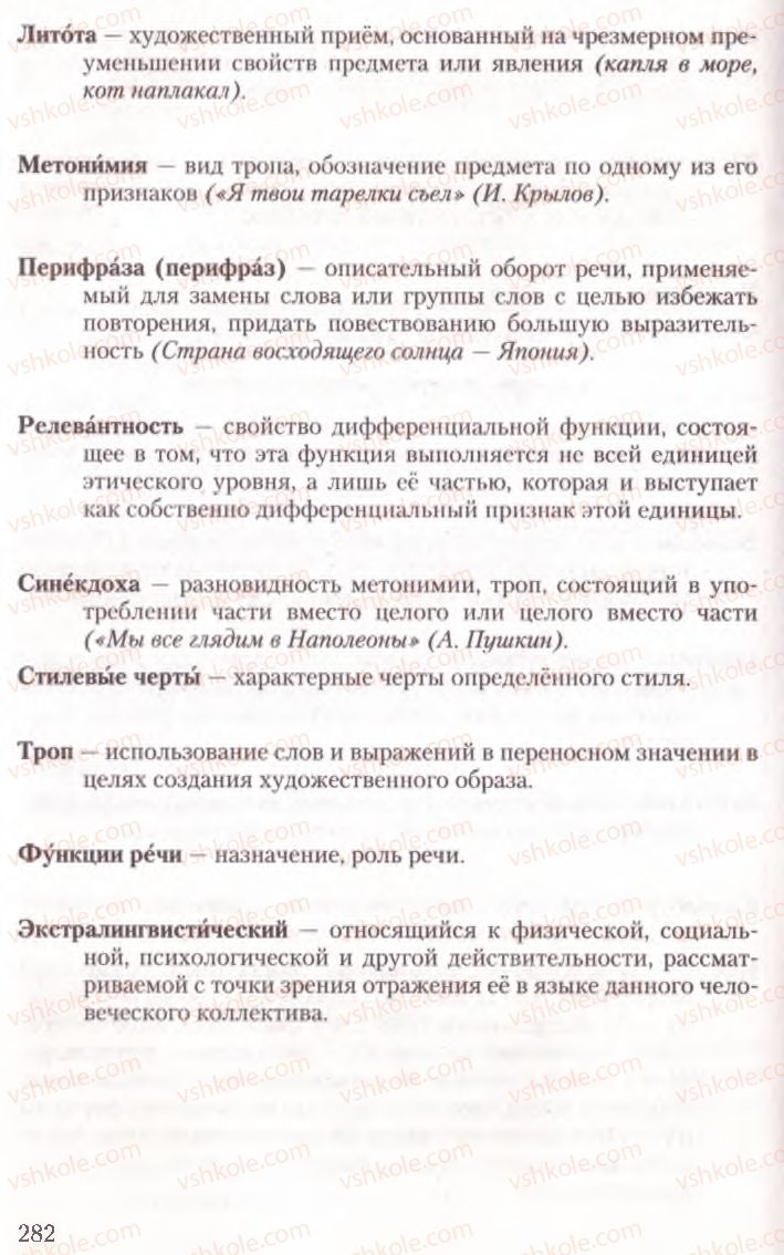 Страница 282 | Підручник Русский язык 10 клас А.Н. Рудяков, Т.Я. Фролова, Е.И. Быкова 2010