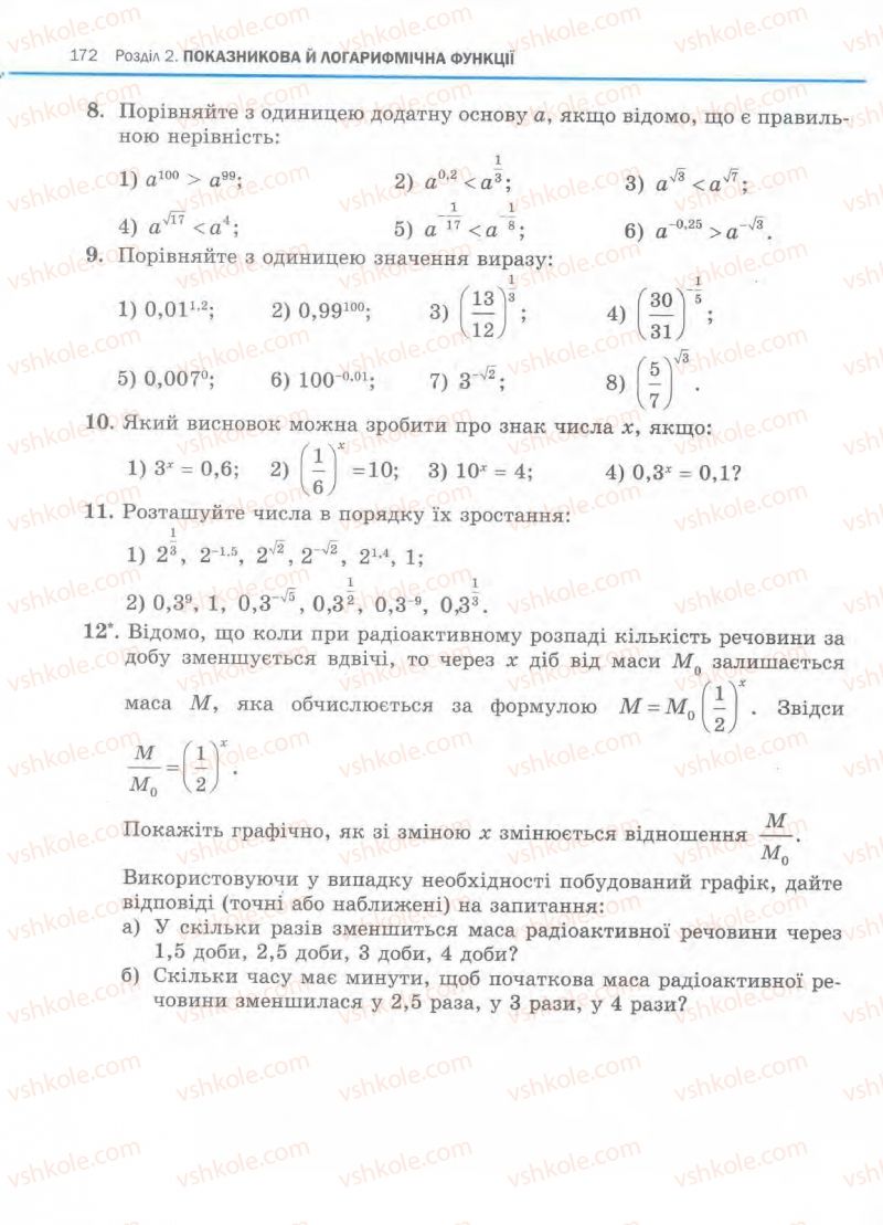 Страница 172 | Підручник Алгебра 11 клас Є.П. Нелін, О.Є. Долгова 2011 Академічний рівень, профільний рівні