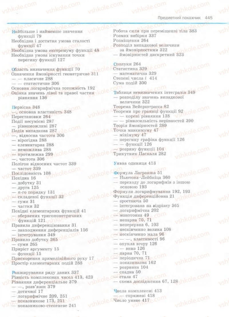 Страница 445 | Підручник Алгебра 11 клас Є.П. Нелін, О.Є. Долгова 2011 Академічний рівень, профільний рівні