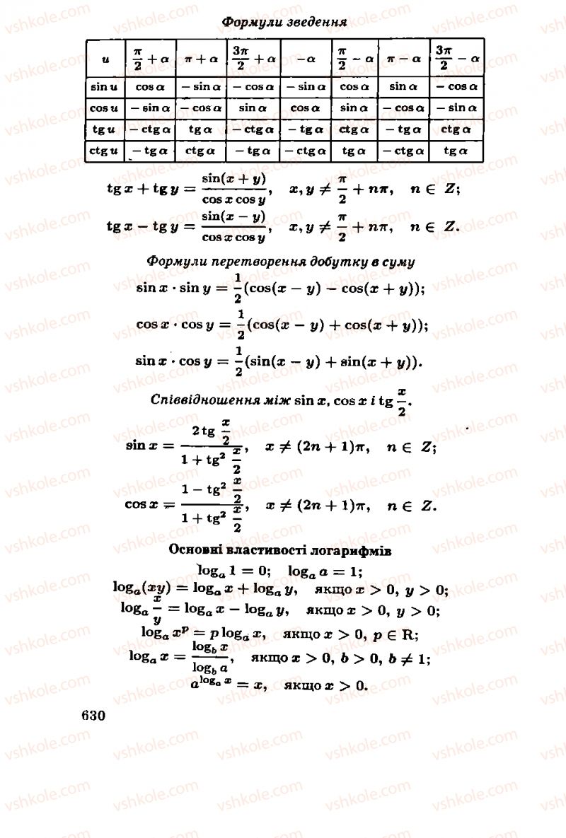 Страница 630 | Підручник Алгебра 11 клас М.І. Шкіль, З.І. Слєпкань, О.С. Дубинчук 2001