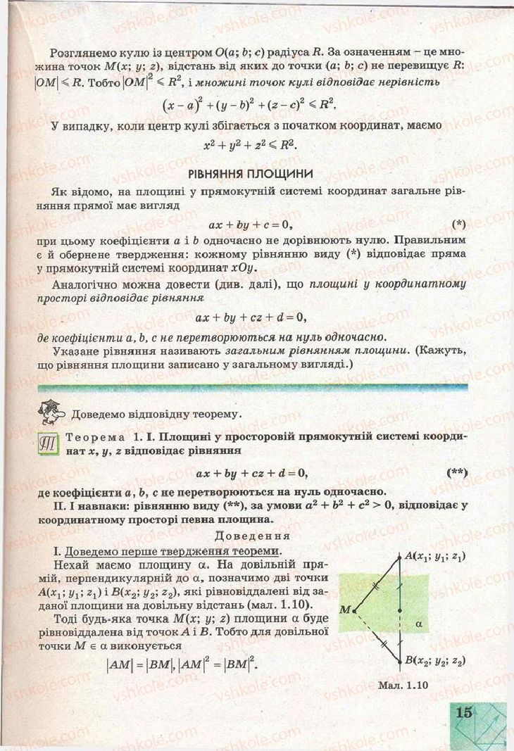 Страница 15 | Підручник Геометрія 11 клас Г.В. Апостолова 2011 Академічний, профільний рівні