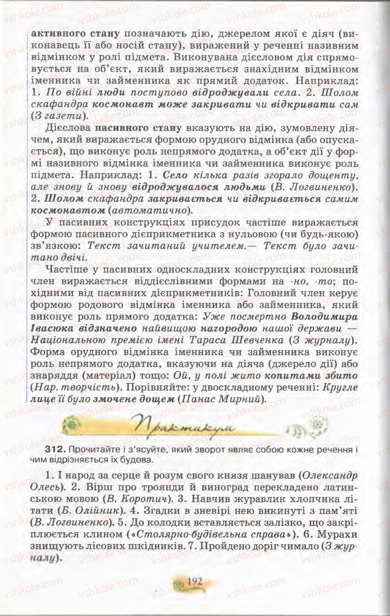 Страница 192 | Підручник Українська мова 11 клас С.О. Караман, О.В. Караман, М.Я. Плющ 2011 Академічний, профільний рівні