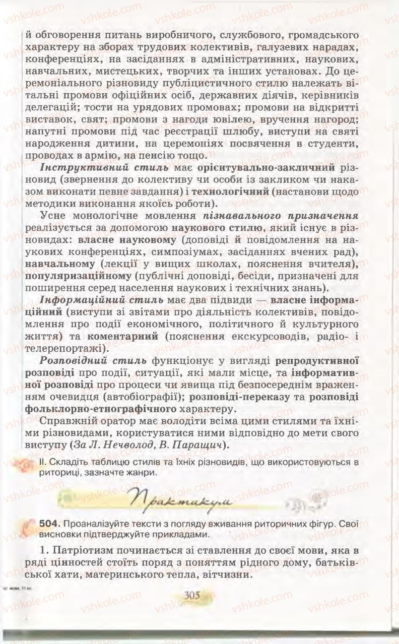 Страница 305 | Підручник Українська мова 11 клас С.О. Караман, О.В. Караман, М.Я. Плющ 2011 Академічний, профільний рівні