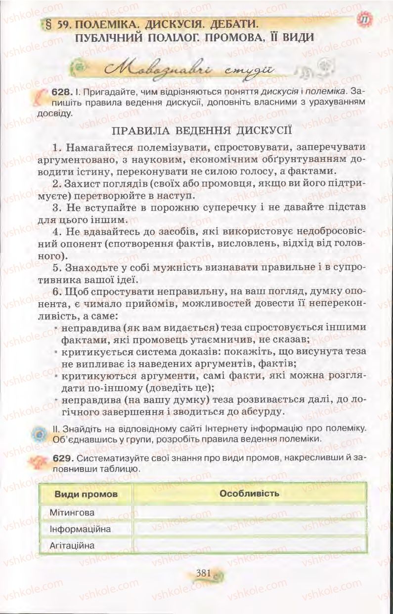 Страница 381 | Підручник Українська мова 11 клас С.О. Караман, О.В. Караман, М.Я. Плющ 2011 Академічний, профільний рівні