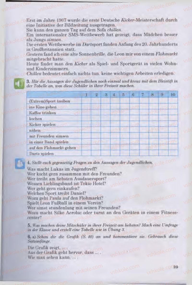 Страница 39 | Підручник Німецька мова 11 клас Н.П. Басай 2011 10 рік навчання