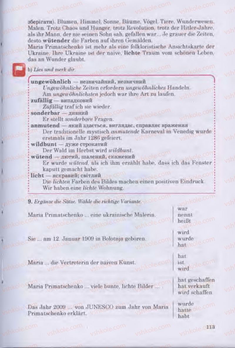 Страница 113 | Підручник Німецька мова 11 клас Н.П. Басай 2011 10 рік навчання