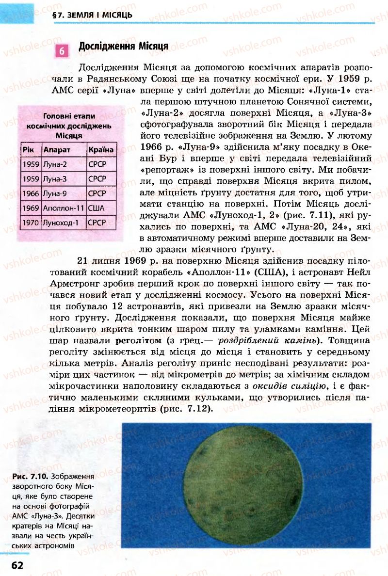 Страница 62 | Підручник Астрономія 11 клас М.П. Пришляк 2011 Академічний рівень