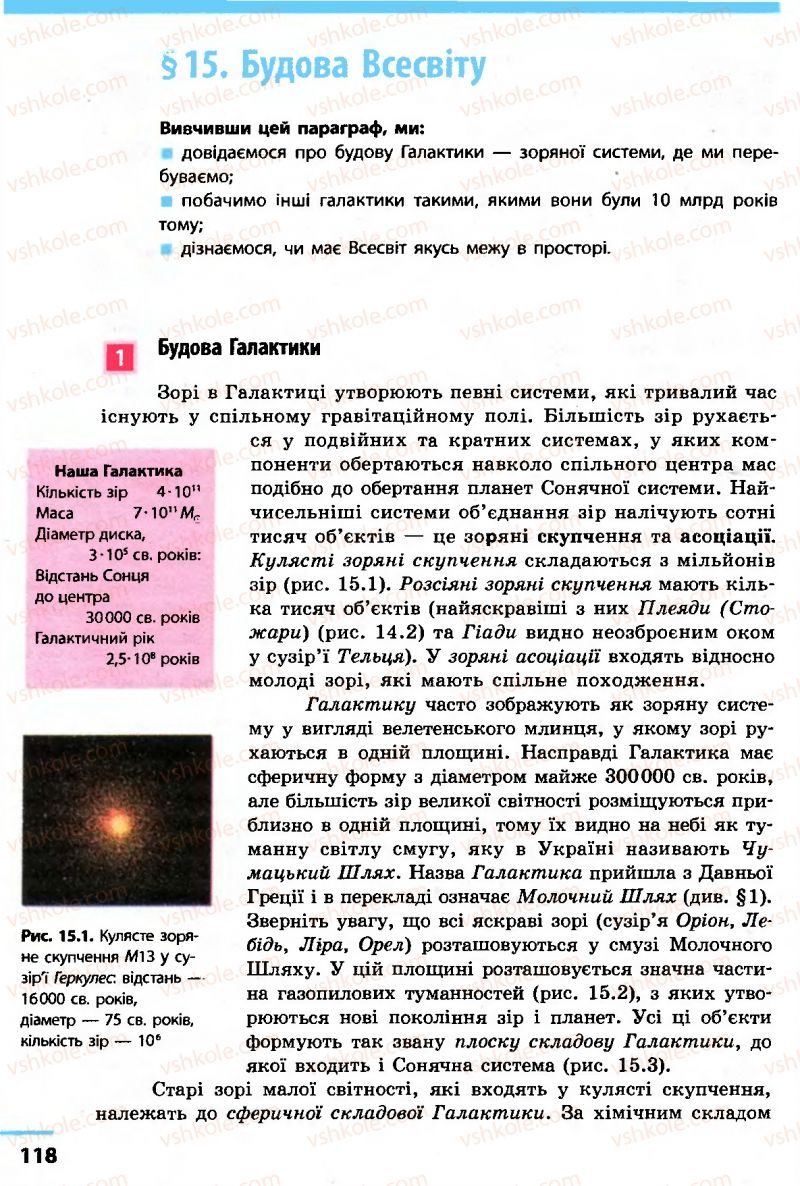 Страница 118 | Підручник Астрономія 11 клас М.П. Пришляк 2011 Академічний рівень