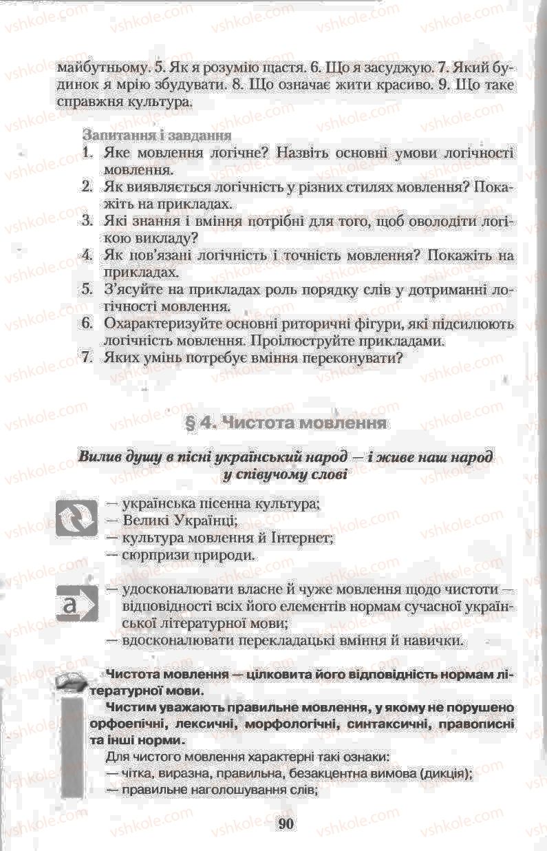 Страница 90 | Підручник Українська мова 11 клас Н.В. Бондаренко 2011