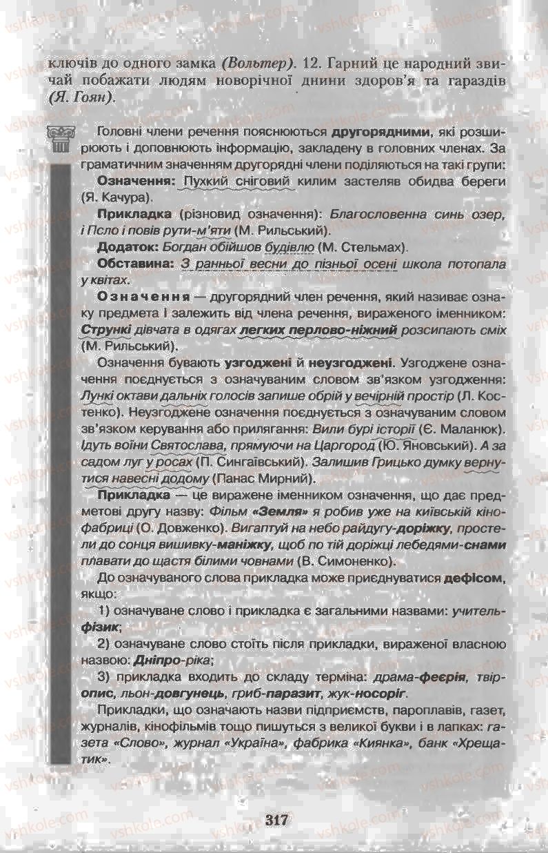 Страница 317 | Підручник Українська мова 11 клас Н.В. Бондаренко 2011
