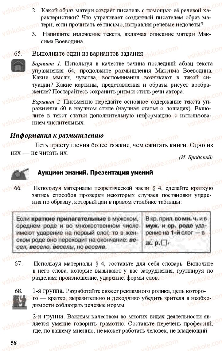 Страница 57 | Підручник Русский язык 11 клас А.Н. Рудяков, Т.Я. Фролова Е.И. Быкова 2011