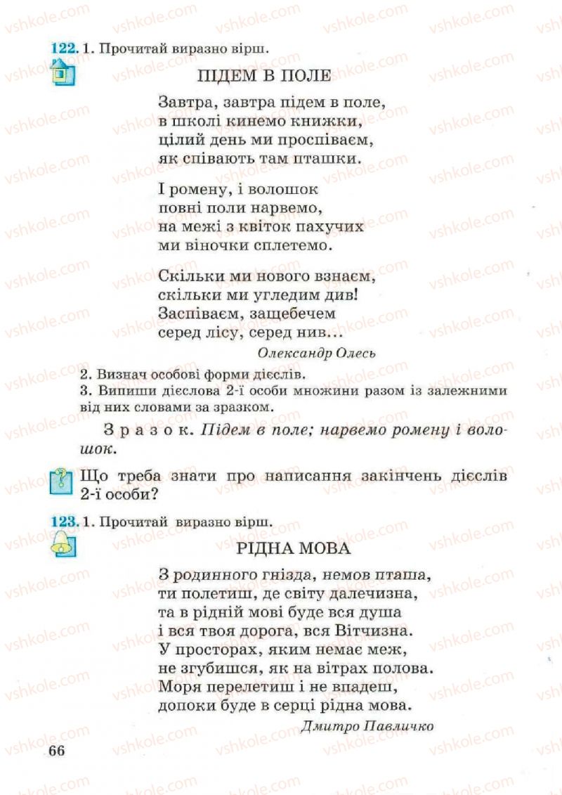 Страница 66 | Підручник Українська мова 4 клас М.С. Вашуленко, С.Г. Дубовик, О.І. Мельничайко 2004 Частина 2