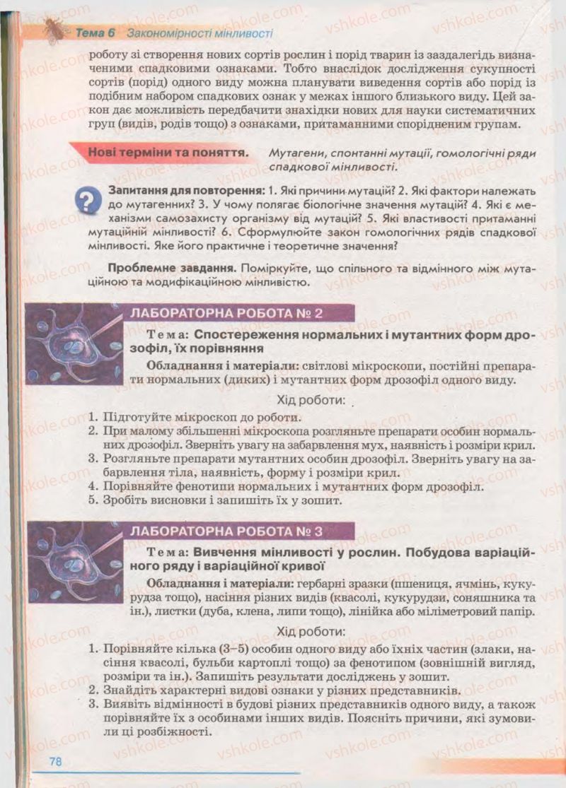 Страница 78 | Підручник Біологія 11 клас П.Г. Балан, Ю.Г. Вервес 2011 Академічний рівень