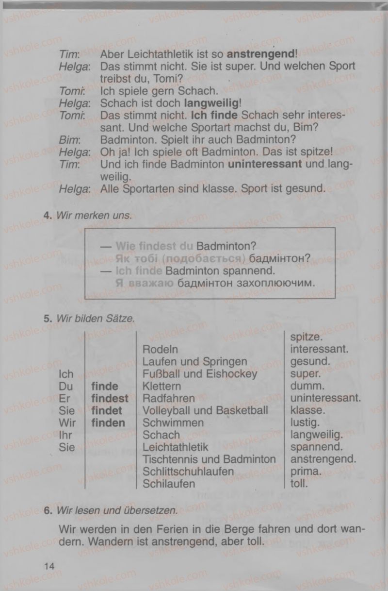 Страница 14 | Підручник Німецька мова 4 клас Н.П. Басай 2006