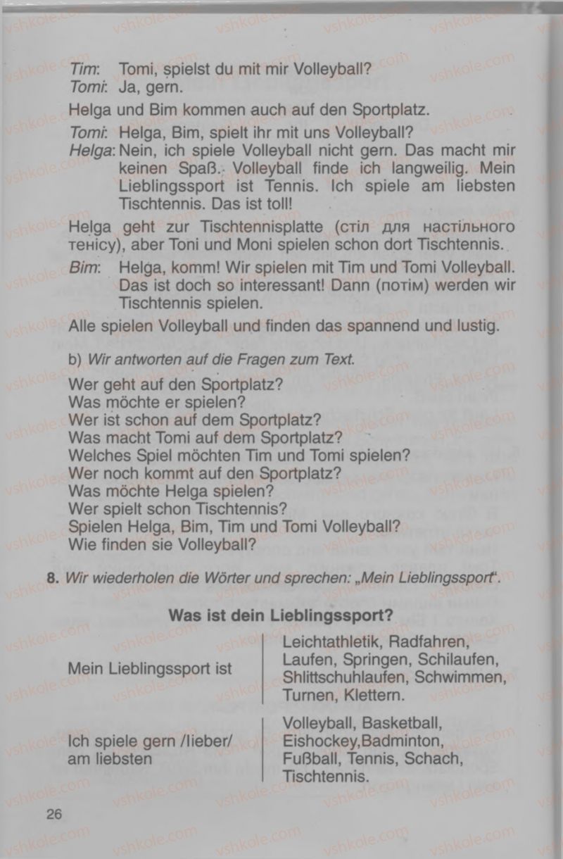 Страница 26 | Підручник Німецька мова 4 клас Н.П. Басай 2006