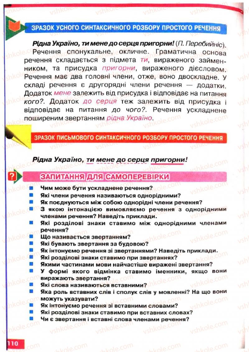 Страница 110 | Підручник Українська мова 5 клас О.П. Глазова, Ю.Б. Кузнецов 2005