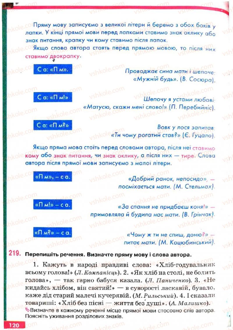 Страница 120 | Підручник Українська мова 5 клас О.П. Глазова, Ю.Б. Кузнецов 2005
