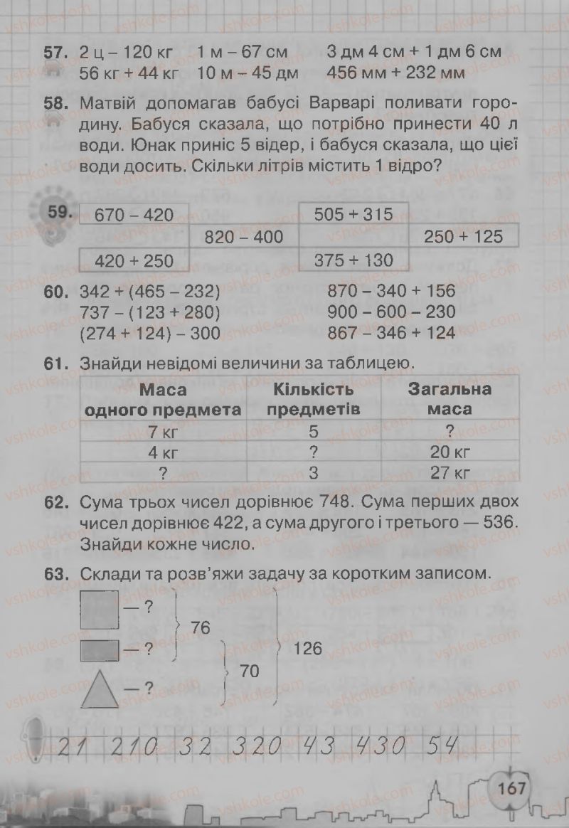 Страница 167 | Підручник Математика 3 клас Ф.М. Рівкінд, Л.В. Оляницька 2013
