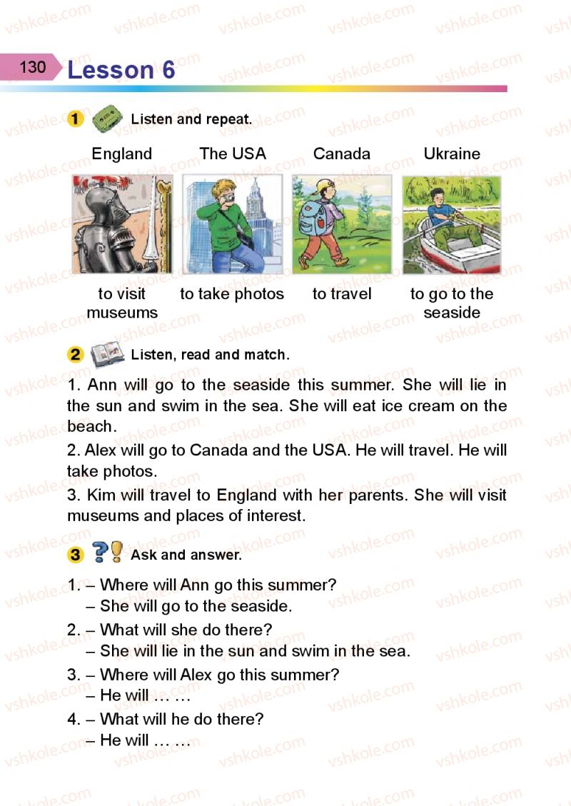 Страница 130 | Підручник Англiйська мова 3 клас А.М. Несвіт 2014