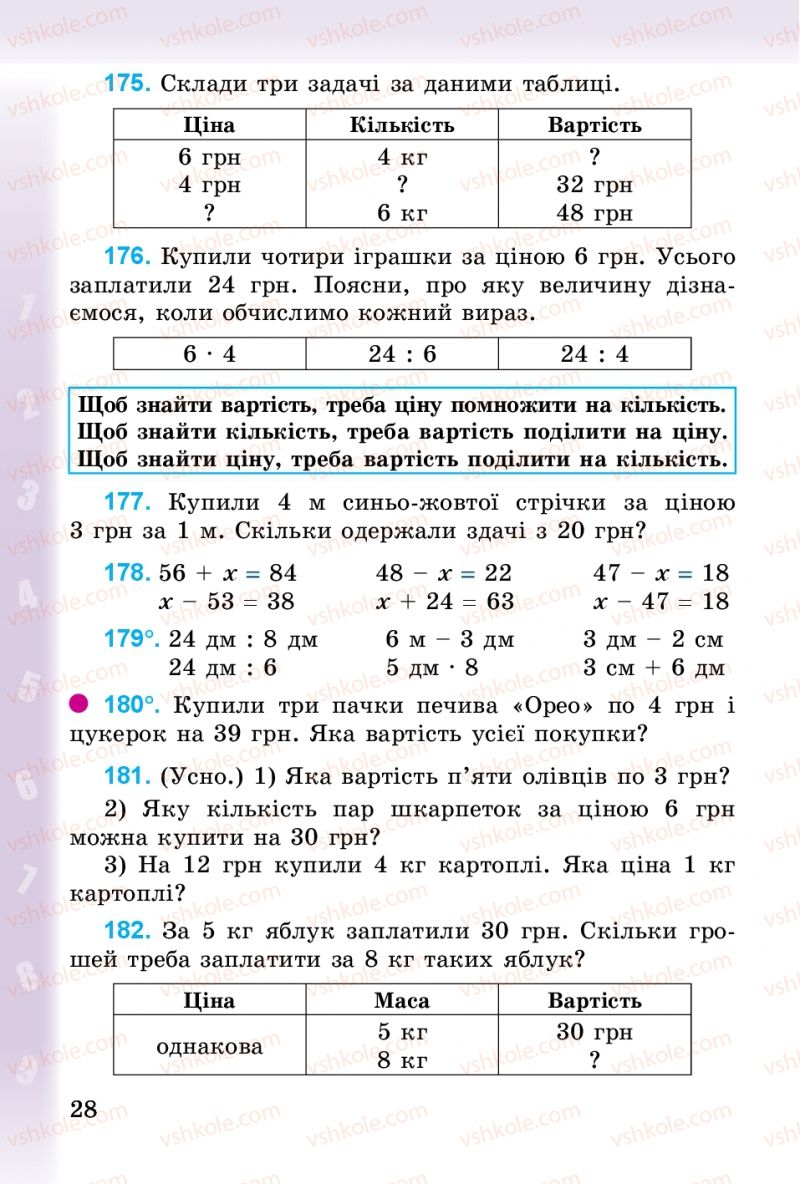 Страница 28 | Підручник Математика 3 клас М.В. Богданович, Г.П. Лишенко 2014