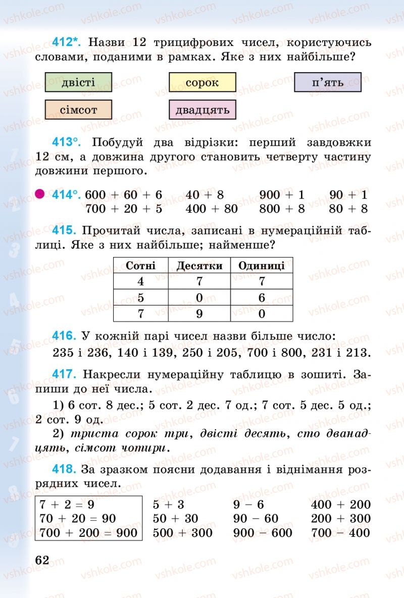Страница 62 | Підручник Математика 3 клас М.В. Богданович, Г.П. Лишенко 2014
