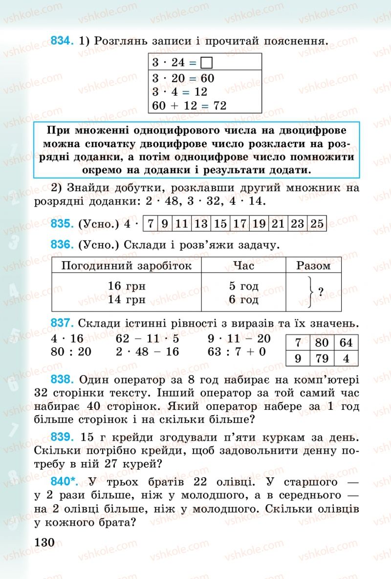 Страница 130 | Підручник Математика 3 клас М.В. Богданович, Г.П. Лишенко 2014